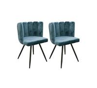 CHARLOTTE - Lot de 2 Chaises Velours Bleu -