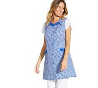Charmance - Tablier sans Manches boutonné - Imprime Bleu - 44