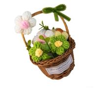 Charmant panier à marguerites fabriqué à la main pour décoration d'étagère | Mélange d'osier et de tricot, construction, artisanat artisanal, texture unique, pour une présentation polyvalente