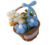 Charmant panier à marguerites fabriqué à la main pour décoration d'étagère | Mélange d'osier et de tricot, construction, artisanat artisanal, texture unique, pour une présentation polyvalente
