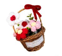Charmant panier à marguerites fabriqué à la main pour décoration d'étagère | Mélange d'osier et de tricot, construction, artisanat artisanal, texture unique, pour une présentation polyvalente