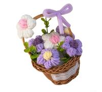 Charmant panier à marguerites fabriqué à la main pour décoration d'étagère | Mélange d'osier et de tricot, construction, artisanat artisanal, texture unique, pour une présentation polyvalente