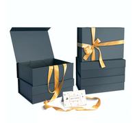 CHARMGIFTBOX Boîte-cadeau Bleu, 27,4 x 20,3 x 10cm, 5 pièces Petite boîte-cadeau avec couvercle Mariage, Boîte magnétique Emballage cadeau Anniversaire pour la fabrication de cadeaux de Noël