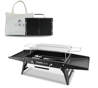 Charmline 34 x 23 cm Petit Barbecue Portable, Gril à Charbon Compact pour 1 à 3 Personnes, Barbecue Charbon de Bois pour le Camping, les Pique-Niques, les Jardins et les Fêtes de Plage, Noir