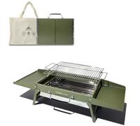 Charmline 39 x 27 cm Petit Barbecue Portable, Gril à Charbon Compact pour 2 à 4 Personnes, Barbecue Charbon de Bois pour le Camping, les Pique-Niques, les Jardins et les Fêtes de Plage, Vert