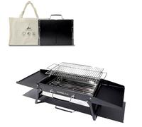 Charmline 39 x 27 cm Petit Barbecue Portable, Gril à Charbon Compact pour 2 à 4 Personnes, Barbecue Charbon de Bois pour le Camping, les Pique-Niques, les Jardins et les Fêtes de Plage, Noir