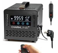 Charmline Générateur d’Ozone 2-en-1 pour Voiture et Pièces, AC/12 V, Noir | Alimentation AC ou 12 V, avec télécommande, idéale pour éliminer les odeurs des voitures, pièces et caves