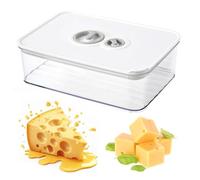 CHARMNAIL Boîte à Fromage Hermétique 1250ML avec Minuterie, Boîte Alimentaire Plate et Empilable pour Réfrigérateur, Conteneur de Stockage Trans