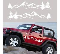 CharmVolax 1 Paire Autocollants de Voiture de Arbre de Montagne, Décalcomanies en Vinyle de Fenêtre de Capot de Carrosserie Latérale de Voiture pour Véhicules Tout-Terrain SUV Jeep Camper Truck, Blanc