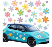 CharmVolax 144PCS Autocollants de Voiture Boho Daisy Autocollant Mural Floral Coloré Y2k Vinyle Fleur Autocollants Décor pour Fenêtres de Voiture Mur Ordinateur Portable Décorations de Bagages