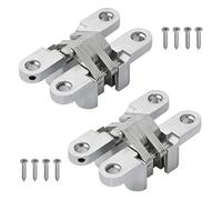 Charnière Cachée, 2 Pack Charnières Croisées Invisibles pour Porte Pliante | Croix Charnières, 180° Charnière Invisible Quincaillerie pour Meubles, Portes en Bois, Armoires, Placards et Boîtes en Bois