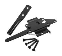 Charnière de Portail de Jardin Loquet Automatique, en Fer Noir | Pose sur Poteau, Vis de Fixation Incluses, pour Clôtures Résidentielles et Accès Allée, 1 Set