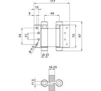 Charnière de porte battante DENI acier galvanisé Gr.36 L.150 mm 40 kg TS 35-40 mm - 3982 3615 33