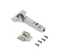 Emuca Charnières droites X92 – Fermeture amortie 105° – Embase à visser – Nickel satiné – Lot de 20