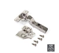 Emuca Charnière invisible amortie 100° coudure 16 avec embase – lot de 20