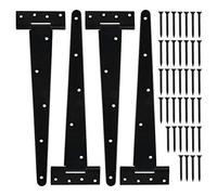 Charnière Porte Lourde TIMESETL 4Pcs Charnières en T 34 CM Charnières Robustes Charnière Plate Noires, Penture Volet Bois, Charniere Porte Placard, pour Portails d'usine et d'entrepôt