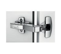 Charnière sensys 8669 w45 95° - Amortisseur : Sans - Base : - 2 mm - Décor : Nickelé - Diametre boîtier : 35 mm - Entraxe : 52 mm - Epaisseur porte maxi : 28 mm - Epaisseur porte mini : 15 mm - Fixat