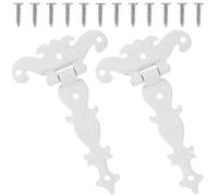 Charnières de Portail Rétro en Fer, Lot de 2 Pièces | 8 Trous de Fixation, Blanc, Démontage Rapide, Usage Extérieur, Design Simple et Pratique