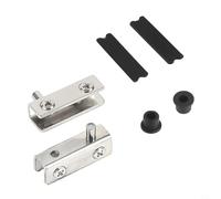 Charnières de porte en verre en acier inoxydable pour une épaisseur de verre de 5 mm à 6 mm, sans perçage, pour portes d'armoire, de bibliothèque et de stockage de vin (argenté)