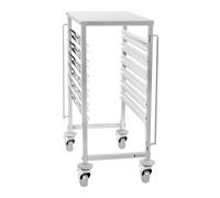 Charriot à plateaux - inox - pour 6 x GN 1/1 - Insertion longitudinale - 100 kg - 2 barres de sécurité - Royal Catering
