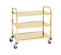 Royal Catering RCSW 3.1G Chariot De Service Roulant en INOX Desserte Débarrassage Vaisselle Cuisine Restaurant Cantine Restauration (300 kg Max., 3 Plateaux de 89,5 x 49,5 cm, espacés 280 mm)
