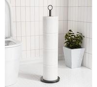 Chasse d'eau sur pied noire : support de rangement en acier inoxydable pour rouleaux de papier toilette de rechange - Chasse d'eau pour la salle de bains