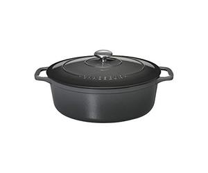 Chasseur 4735 Cocotte ovale-35 cm fonte émaillée, 8.5 liters, Caviar intérieur Noir
