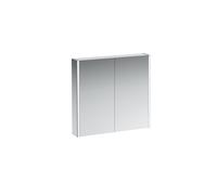 Châssis 25 armoire de toilette, éclairage vertical, arrêt extérieur, 750x800, éclairage d'ambiance, H4085539001451, Exécution: verre blanc / arrière laqué