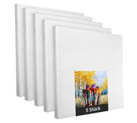Châssis à clous - 5 pièces - 50 x 50 cm - toile blanche en polyester pour artistes - à peindre - déjà tendue - convient pour les peintures acryliques ou textiles