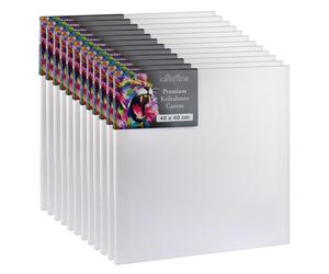 Châssis Cretacolor 40 x 40 cm - Lot de 12 - Kit de toiles - Toiles de peinture haut de gamme sur châssis en bois - Toile en coton pour acrylique, huile et techniques mixtes