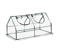 Châssis de Jardin avec Toiture à 2 Pans Mini Serre de Jardin à 2 Fenêtres Zippées Châssis de Couche pour Fleurs Légumes Fruits Acier PVC 120 x 60 x 60 cm Transparent