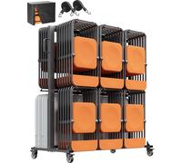 Châssis pour chaises pliantes VEVOR, capacité de charge de 800 livres, chariot pour 84 chaises/12 chaises de table, avec roues en caoutchouc et supports, grand châssis pour chaises, noir mat