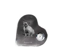 Chat birman - horloge en cristal avec photo de chat, horloge de table en forme de cœur, horloge sur pied personnalisée de la marque Art-Dog
