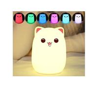 Chat coloré LED veilleuse RGB télécommande silicone USB lampe de chevet chambre rechargeable