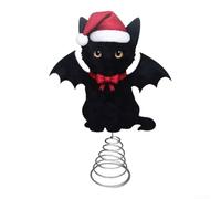 Chat Décoratif Pour Arbre De Noël 30cm pour chapeau De Noël Style Gothique | Ornement En PVC Et Métal Base À Ressort pour robuste pour idéal Pour Arbre Standard Taille Compacte 30x20cm