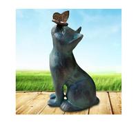 Chat Décoration Extérieur : Chat Mignon Top Papillon Sculpture Animal en Résine Imperméable pour la Maison Cadeaux Artisanat Label