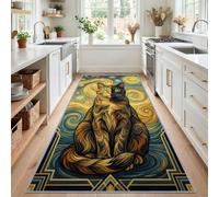 Chat Écaille Tortue Tapis Couloir Lavable en Machine 60x240cm | Style Impressionniste Nuit Étoilée Tapis de Cuisine et Entrée Antidérapant, Poil Ras Doux, Grand Tapis Intérieur pour Chambre