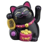 Chat Fortune Solaire - Waving Wealth Maneki Neko, 4x4x5.5cm Décorations de Statue de Chat Solaire, Figurine la plus heureuse avec Bras Agitant pour Bureau à Domicile Voiture Bureau Chance