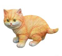 Chat Jaune en Résine 21cm pour sculpture pour déco Maison Chat | Design réaliste, chat souriant, art , couleur jaune vif, étagère