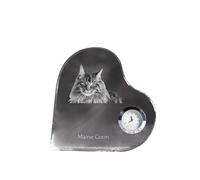 Chat Maine Coon - horloge en cristal avec photo de chat, horloge murale en forme de cœur, horloge sur pied personnalisée de la marque Art-Dog