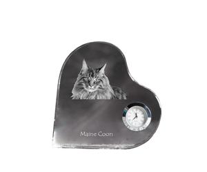 Chat Maine Coon - horloge en cristal avec photo de chat, horloge murale en forme de cœur, horloge sur pied personnalisée de la marque Art-Dog