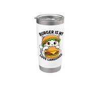 Chat mignon dessin animé Burger is my Love and Language Gobelet isotherme en acier inoxydable double paroi