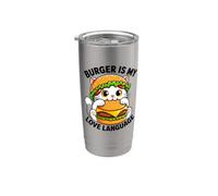 Chat mignon dessin animé Burger is my Love and Language Gobelet isotherme en acier inoxydable double paroi