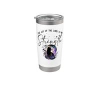 Chat noir avec inscription « The Joy Of The Lord Is My Strength » Gobelet isotherme en acier inoxydable double paroi