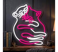 Chat Panneau Néon LED Lumineux LED pour Décoration Murale Panneau Lumineux USB Intensité Variable pour Couple de Chats Mariage Chambre Fille Maison D'enfant.