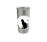Chat pleine lune Sweet Cat Stuff Casual Kitty Vibes Art graphique Gobelet isotherme en acier inoxydable double paroi