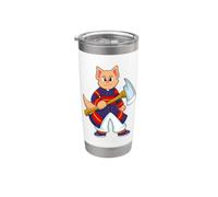 Chat Pompier Hache Pompiers Gobelet isotherme en acier inoxydable double paroi