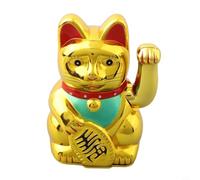 Chat porte-bonheur électrique agitant avec pépite dorée pour ouverture de magasin, bureau, maison, voiture, tableau de bord, décoration en plastique doré brillant, figurine de fortune mignonne bras