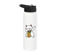 Chat porte-bonheur mignon Maneki Neko Kawaii Anime Art japonais Stainless Steel Insulated Water Bottle