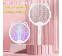 Chat, tapette à moustiques électrique pliante, lampe anti-moustiques, 2 en 1, blanc